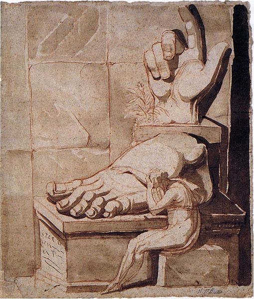 Henry Fuseli, Artisti moved to despair, encre et aquarelle sur papier, probablement vers 1790, disponible sur wikipédia (consulté le 2/04/13)